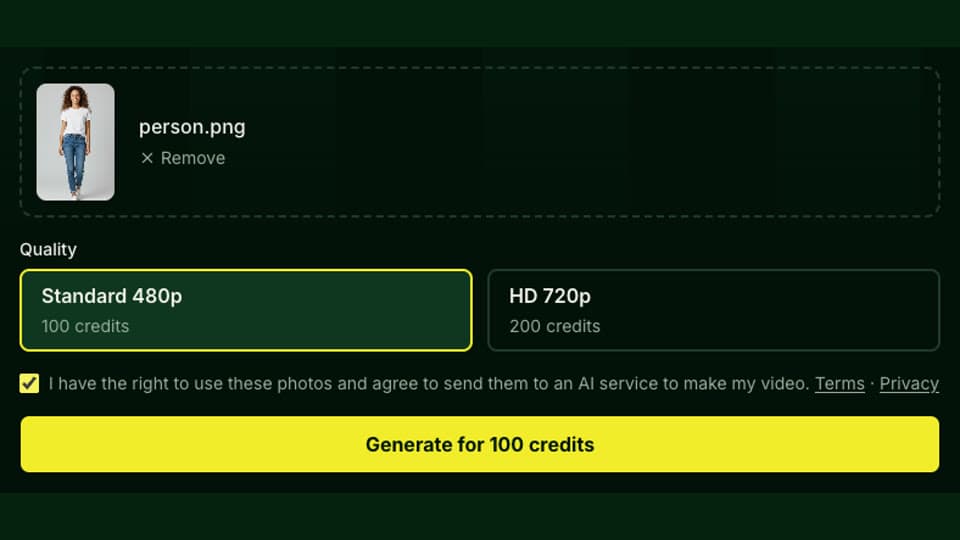 Pick a quality and generate